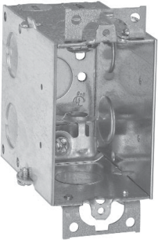 Crouse-Hinds TP244 3-1/2 In. Deep Gangable Steel Switch Box with Ears and MC Clamps 1/2 In. Knockouts