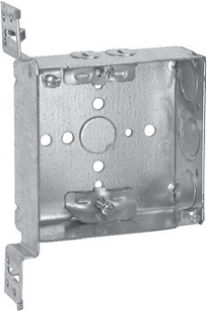 Crouse-Hinds TP449 4 In. Square 1-1/2 In. Deep Welded Steel Box with "VMS" Bracket and NMB Clamps 1/2 & 3/4 In. Knockouts