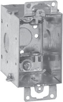 Crouse-Hinds TP668 2-3/4 In. Deep Gangable Steel Switch Box with Ears and MC Clamps 1/2 In. Knockouts