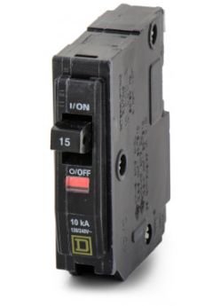 Square D QO115 15A 1-Pole 120/240V 10kA Plug-On QO Circuit Breaker