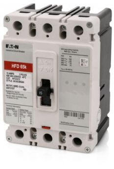 Cutler-Hammer HFD3015 C Series Type HFD 3-Pole 15A 600VAC/250VDC 65kA at 480VAC Circuit Breaker