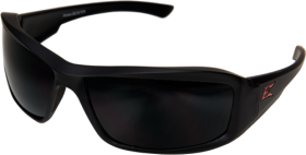 Edge Eyewear TXB236 Brazeau Matte Black Frame with Red E Logo Safety Glasses With Polarized Smoke Lenses