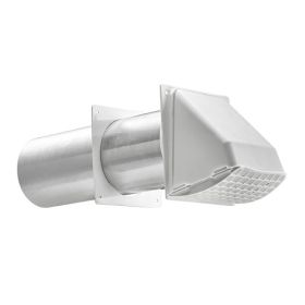 Lambro 224W 4 In. Plastic Preferred Hood Vent with 11 In. Tail Pipe and 4 In. Plastic Trim Plate White