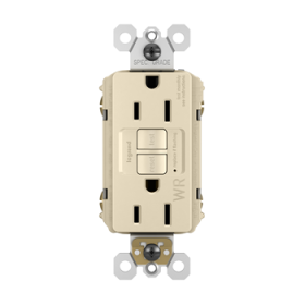 Pass & Seymour radiant 1597TRWRLA radiant Tamper-Resistant Weather-Resistant 15A Duplex Self-Test GFCI Receptacles with SafeLock Protection Light Almond