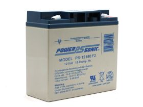 Power Sonic PS-12180F2 Rechargeable Battery 12V 18 Ah F2 Terminals ABS Plastic Case 7.13 In. Length