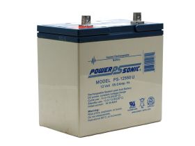 Power Sonic PS-12550U Rechargeable Battery 12V 55.0 Ah U Terminals ABS Plastic Case 8.90 In. Length