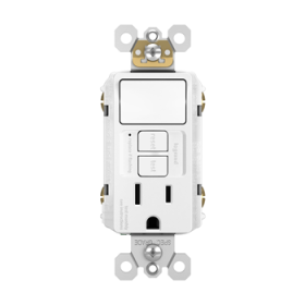 Pass & Seymour 1597SWTTRWCCD4 radiant Single Pole Switch with Tamper Resistant Self Test GFCI Outlet White 15 A 120 VAC