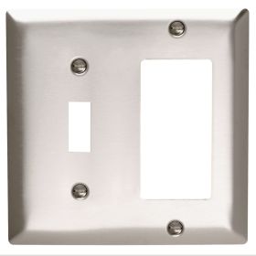 Pass & Seymour SS126 Combination Openings 1 Toggle Switch and 1 Decorator Two Gang 302/304 Stainless Steel Plate