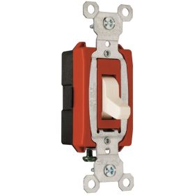 Pass & Seymour CSB20AC1-LA, Single Pole, Heavy Duty Toggle Switch, 120/277 VAC, 20 A, 1/2 hp, 2 hp