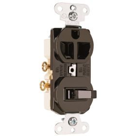 Pass & Seymour 691 Standard Straight Blade Combination Switch and Receptacle, 15 A, 120/125 VAC, 1 Pole, 3 Wires, 14 to 12 AWG Wire