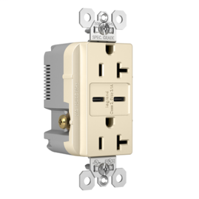 Pass & Seymour TR20USBCCLA Spec Grade Type C USB Charging Receptacle - Light Almond TR20USBCCLA