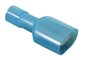 Ideal 83-9921 Fully Insulated Vinyl Male Disconnect Terminal, 16 to 14 AWG Conductor, 0.25 x 0.32 in Tab, Shouldered Barrel, Brass/Nylon, Blue