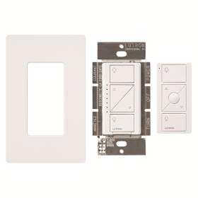 Lutron P-PKG1W-WH In-Wall Light Dimmer Kit 600W 120V - Includes: (1) In-Wall Light Dimmer (1) Pico 3-Button Remote Control and (1)