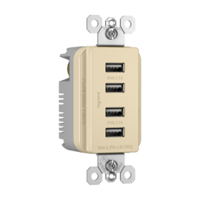 Pass & Seymour radiant TM8USB4-ICC6 Quad USB Charger, Ivory