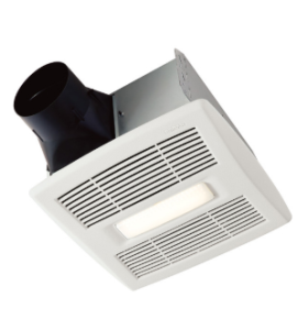 Broan AE50110DCL Flex DC Series Ventilation Fan with LED Light (Dimmable) 50/80/110 CFM Selector 9-1/4 x 10 In. Housing