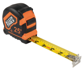 Klein 86225 Magnetic Measuring Tape With Belt Clip 25 ft L x 1 in W Blade Steel Imperial 1/16 in