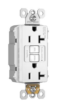 Pass & Seymour PT1597-TRW Duplex Self-Test Tamper Resistant GFCI Receptacle With Matching TP Wall Plate, 125 VAC, 15 A, 2 Poles, 3 Wires, White