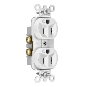 Pass & Seymour Straight Blade Receptacle TR5262CDW Duplex Dual Controlled Plug Load Controllable Straight Blade Receptacle, 125 VAC, 15 A, White