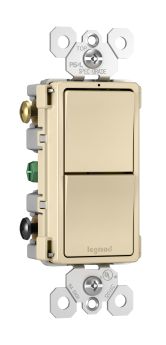 Pass & Seymour RCD33I radiant 3-Way Combination Switch, 15 A, 120/125 VAC, 1 Poles