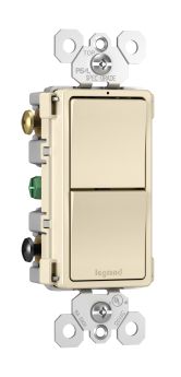 Pass & Seymour RCD33LA radiant 3-Way Combination Switch, 15 A, 120/125 VAC, (2) 1 Poles