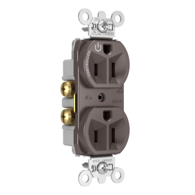 Pass & Seymour Straight Blade Receptacle 5262CH Decorator Duplex Dual Controlled Plug Load Straight Blade Receptacle, 125 VAC, 15 A, Brown