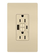 Pass & Seymour radiant 1597TRUSBAC-I 15A Tamper-Resistant Self-Test GFCI USB Type-AC Outlet Ivory