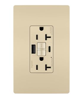 Pass & Seymour radiant 2097TRUSBACI radiant Tamper-Resistant 20A Duplex Self-Test GFCI Receptacles with SafeLock Protection Type A/C Outlet Ivory