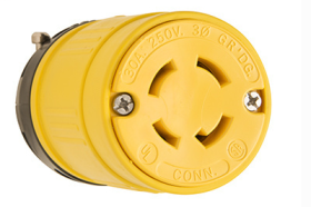 Pass & Seymour Turnlok 2975 Dust-Tight Large Straight Blade Locking Connector, 250 VAC, 30 A, 3 Poles, 4 Wires, Yellow