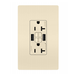 Pass & Seymour radiant 2097TRUSBAALA radiant Tamper-Resistant 20A Duplex Self-Test GFCI Receptacles with SafeLock Protection Type A/A Outlet Light Almond