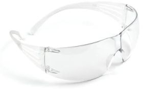 3M SF201AF CLEAR LENS SAFETY GLASSES ANTI-FOG ANTI-SCRATCH SECURE FIT CLEAR FRAME