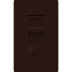 Lutron CTCL-153P-BR Skylark Contour Single-Pole or 3-Way Slide Dimmer with On/Off Rocker Switch 120 VAC Brown