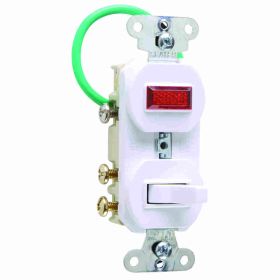 Pass & Seymour 695-WG 3-Way Grounding Combination Switch and Pilot Light 120/125 VAC 15 A