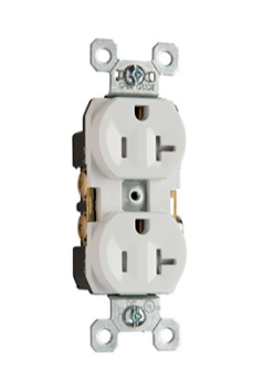 Pass & Seymour TR5352-I Duplex Tamper Resistant Straight Blade Receptacle 125 VAC 20 A 2 Poles 3 Wires Ivory