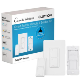 Lutron P-PKG1WS-WH 3-Way Smart Switch Kit for Wall and Ceiling Lights - Includes: (1) Smart Switch (1) Pico 2-Button Remote