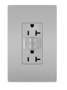 Pass & Seymour radiant 2097TRGRY radiant Tamper-Resistant 20A Duplex Self-Test GFCI Receptacle with SafeLock Protection Gray