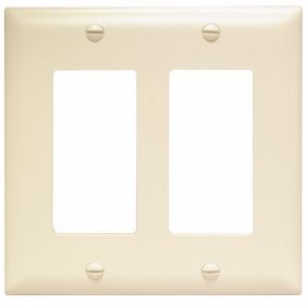 Pass & Seymour Sierraplex SP262-LA Standard Wallplate, 2 Gangs, Light Almond, 5 in H x 4.56 in W, Thermoplastic