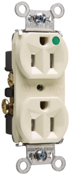 Pass & Seymour TR8200HI 15A 125V Hospital-Grade Tamper-Resistant Compact Duplex Receptacle Back and Side Wire Ivory