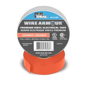 Ideal Wire Armour 46-35-ORN Color Coding Premium Professional Grade Electrical Tape, 3/4 in W x 66 ft L, 7 mil THK, Vinyl, Orange