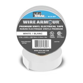 Ideal Wire Armour 46-35-WHT Color Coding Premium Professional Grade Electrical Tape, 3/4 in W x 66 ft L, 7 mil THK, Vinyl, White