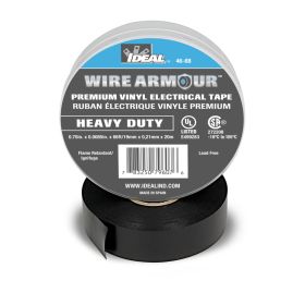 Ideal Wire Armour 46-88 Heavy Duty Premium Professional Grade Electrical Tape, 3/4 in W x 66 ft L, 8.5 mil THK, Vinyl, Black