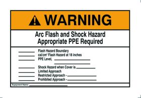 Ideal 44-896 Self Sticking NEC Arc Flash Warning Labels, 7 in H, Yellow, Polyester