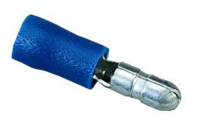 Ideal 83-8011 Insulated Vinyl Bullet Disconnect, 16 to 14 AWG, 0.157 in Dia Bullet, Brass, Blue