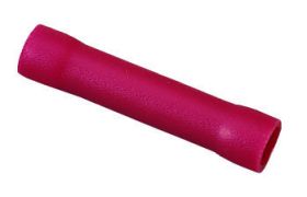 Ideal 84-9281 Insulated Vinyl Butt Splice, 22 to 18 AWG Conductor, 0.986 in L, Shouldered Barrel, Brass, Red