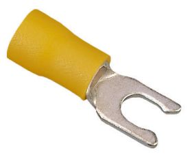 Ideal 83-7081 Insulated Snap Vinyl Spade Terminal, 12 to 10 AWG, 8 in Stud, Tin Plated Brass