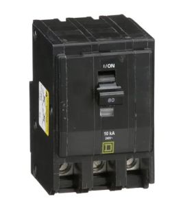 Square D QO380 80A 3-Pole 120/240V 10kA Plug-On QO Circuit Breaker