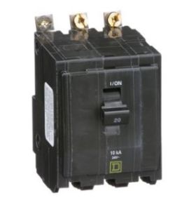 Square D QOB320 20A 3-Pole 120/240V 10kA Bolt-On QO Circuit Breaker