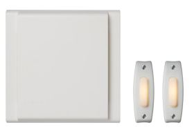 Broan BKL342LWH Line Voltage Two-Button Doorbell Kit with LED-Lighted Pushbuttons Wire Plastic White