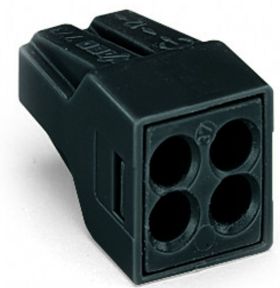 Wago 773-514 Push Wire Connector Four Conductor #12Awg Four-Pole High Temp Black 100/Bx