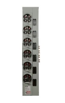 Cutler-Hammer 3MM612R12RL 125A 6-Socket Plug-On Outdoor Meter Stack 1200A Aluminum Bus No Bypass Ringless 120/208V NEMA 3R