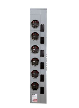 Cutler-Hammer 3MM612R12RLB 125A 6-Socket Plug-On Outdoor Meter Stack 1200A Aluminum Bus Horn Bypass Ringless 120/208V NEMA 3R